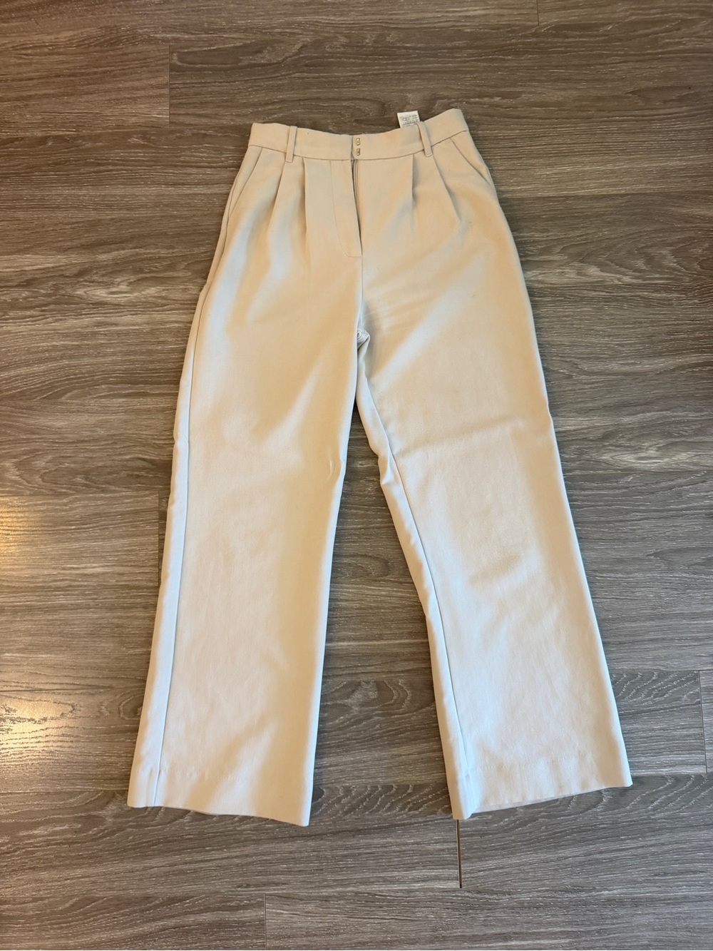 Abercrombie & Fitch Cream High-Rise Trouser Pants